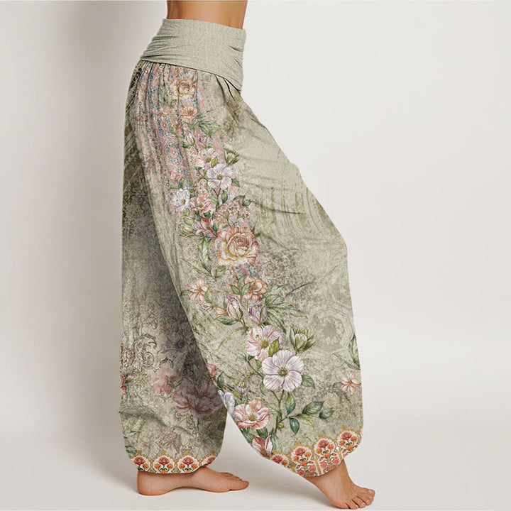 Buddha Stonesコットンエスニックフローラルエスニックトーテム柄レディース伸縮性ウエストハーレムパンツ - image 6