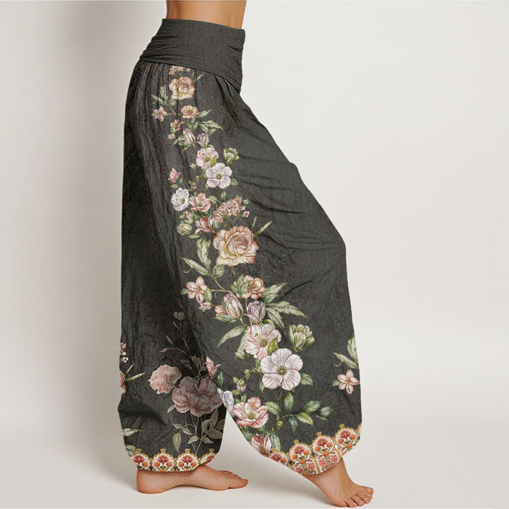 Buddha Stonesコットンエスニックフローラルエスニックトーテム柄レディース伸縮性ウエストハーレムパンツ - image 9
