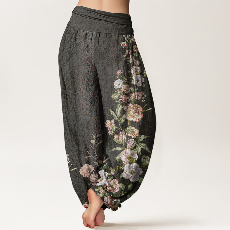 Buddha Stonesコットンエスニックフローラルエスニックトーテム柄レディース伸縮性ウエストハーレムパンツ - image 8