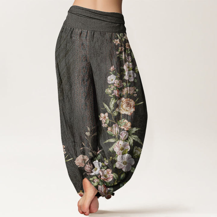 Buddha Stonesコットンエスニックフローラルエスニックトーテム柄レディース伸縮性ウエストハーレムパンツ - image 8