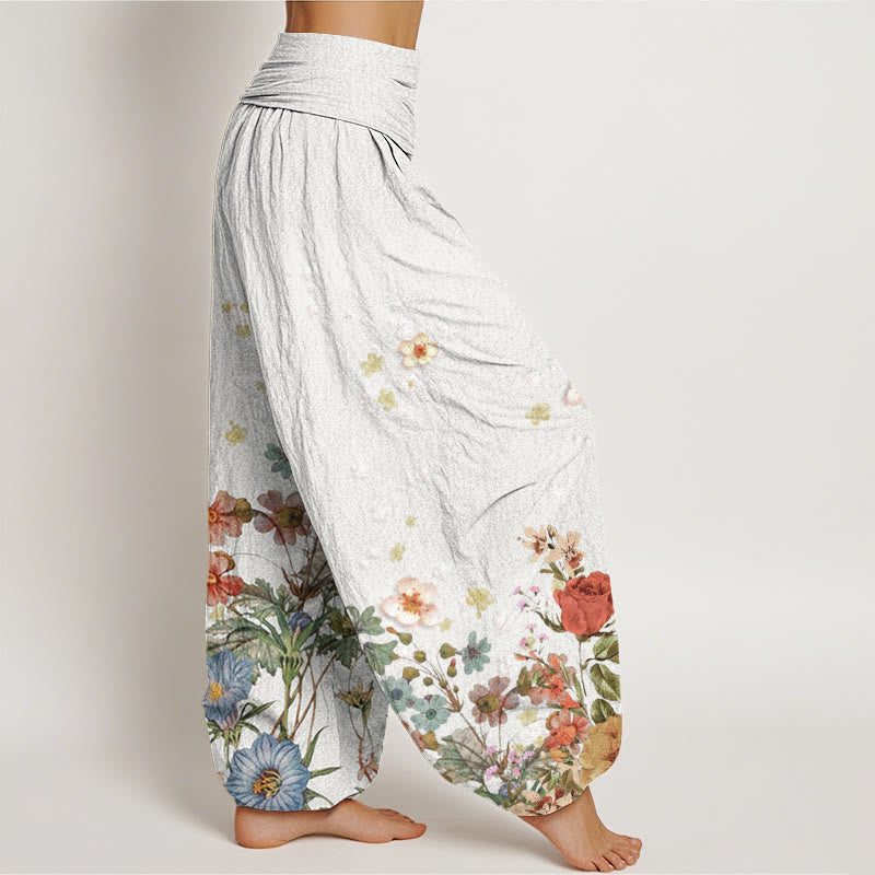 Buddha Stonesと様々な花柄のレディース伸縮性ウエストハーレムパンツ - image 10