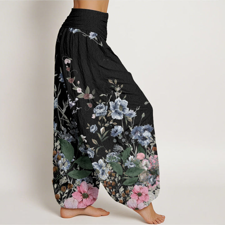 Buddha Stonesヤグルマギク コスモローズ柄 レディース 伸縮性ウエスト ハーレムパンツ - image 3