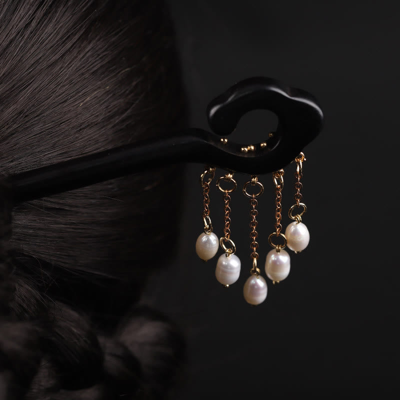Buddha Stones黒檀 吉兆 雲珠 タッセル 守護 ヘアピン