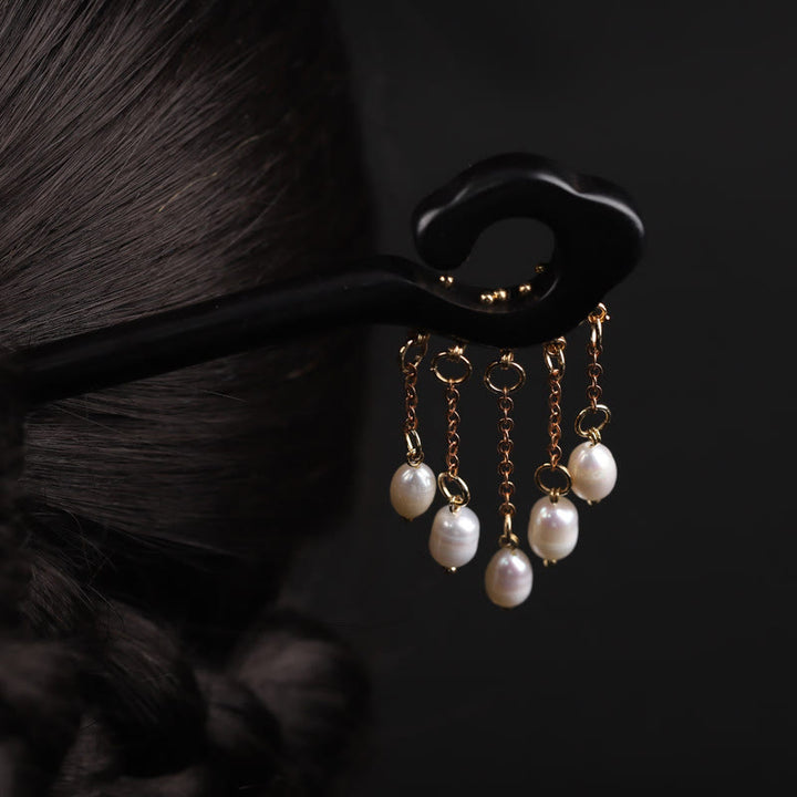 Buddha Stones黒檀 吉兆 雲珠 タッセル 守護 ヘアピン
