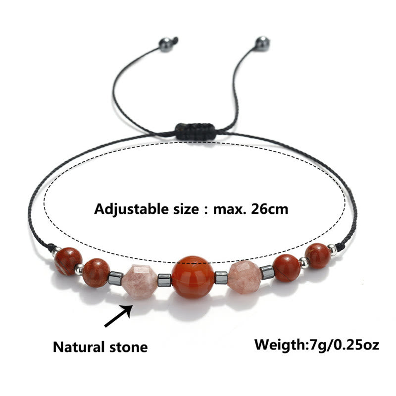 Buddha Stonesは、あなたができると信じています。カーネリアン、レッドジャスパー、ヘマタイト、サンストーンのポジティブなブレスレット