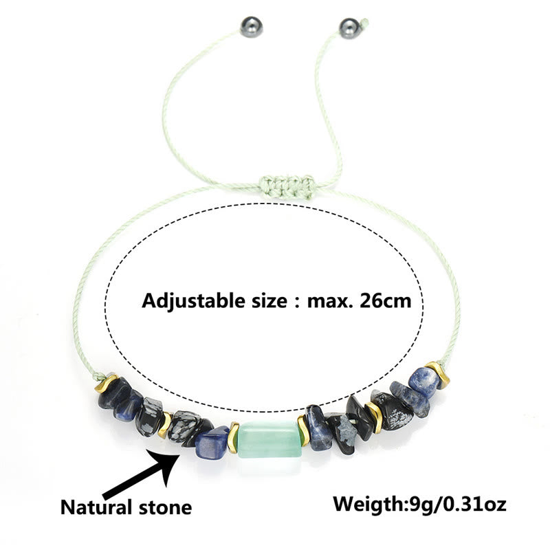 Buddha Stonesニュージョブ グリーンアベンチュリン ソーダライト スノーフレークオブシディアン エネルギーブレスレット
