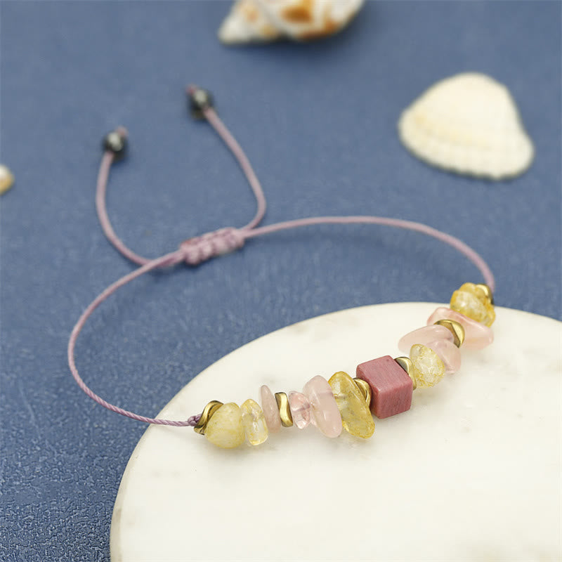 Buddha Stonesサンキュー ローズクォーツ シトリン ロードナイト パッショネートブレスレット