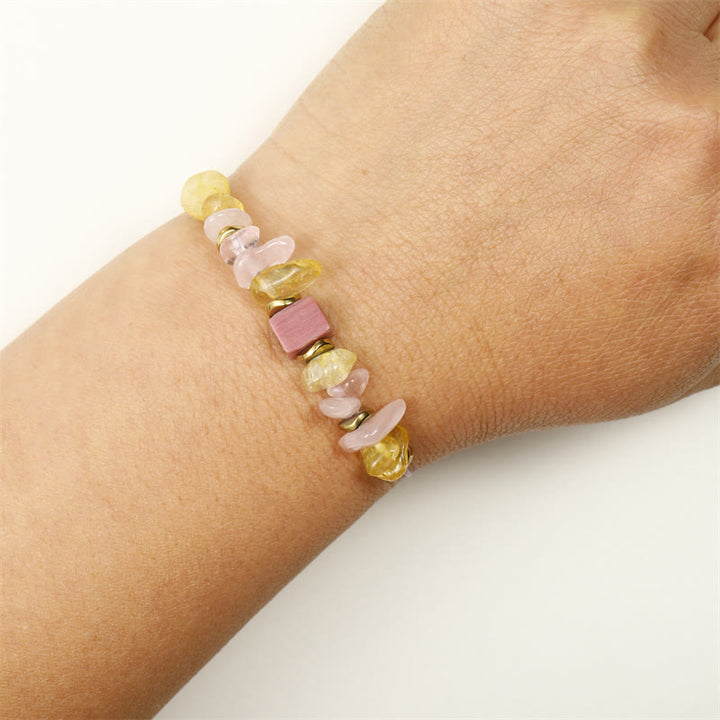 Buddha Stonesサンキュー ローズクォーツ シトリン ロードナイト パッショネートブレスレット