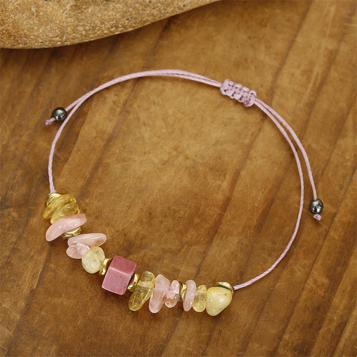 Buddha Stonesサンキュー ローズクォーツ シトリン ロードナイト パッショネートブレスレット