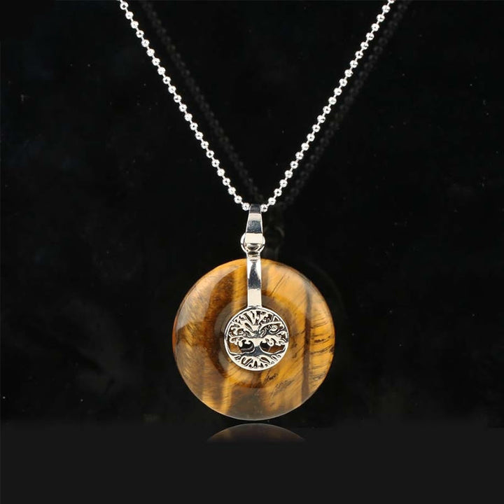 Buddha Stones各種クリスタルローズクォーツグリーンアベンチュリンアメジスト生命の樹優しさネックレスペンダント - タイガーアイ - image 12