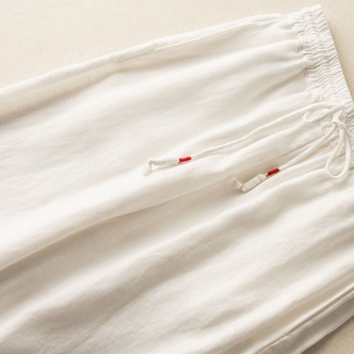 Buddha Stonesカジュアル刺繍 ボヘミアン柄 ドローストリング コットンリネン レディース ワイドレッグパンツ ポケット付き - image 13