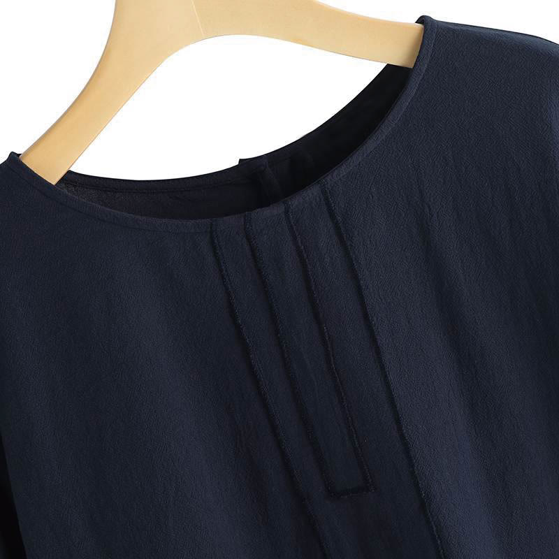 Buddha Stonesサマーカジュアル 無地 半袖 クルーネック サイドスリット レディース Tシャツ - image 8