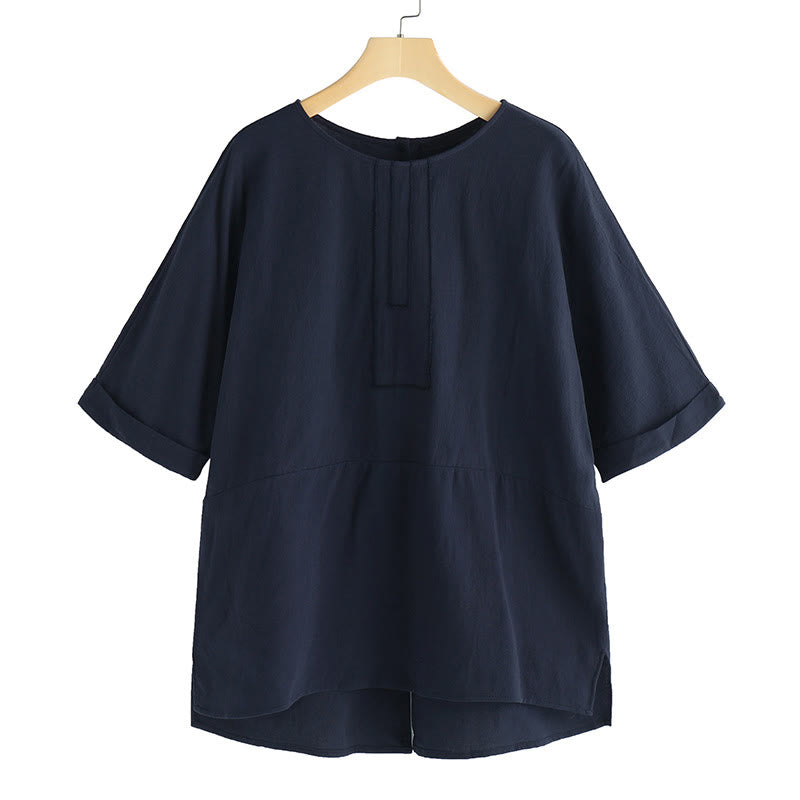 Buddha Stonesサマーカジュアル 無地 半袖 クルーネック サイドスリット レディース Tシャツ - image 7