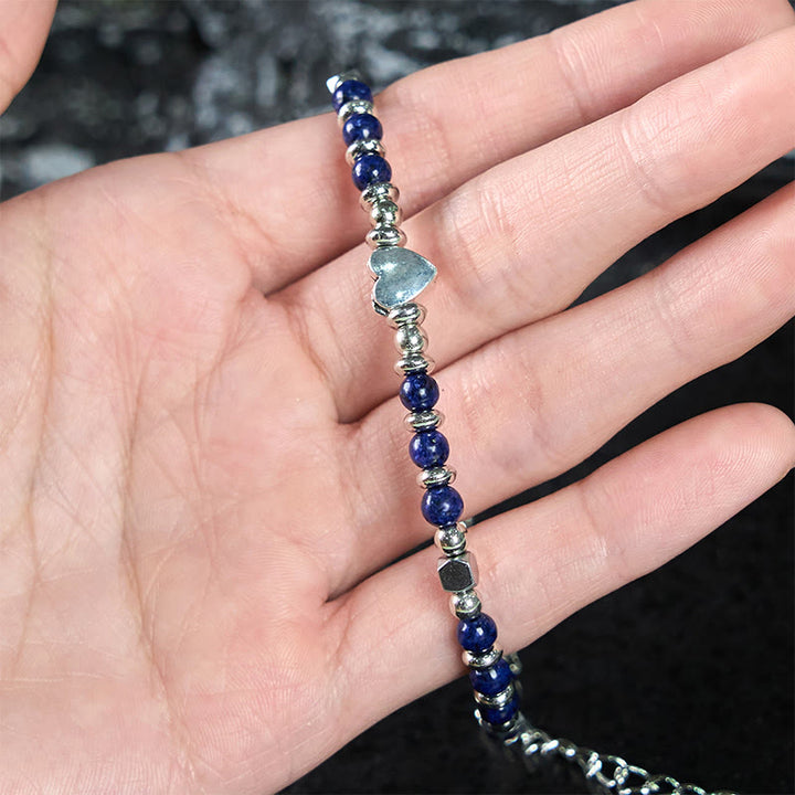 Buddha Stones天然石 アマゾナイト アメジスト ラズライト ラピスラズリ ローズクォーツ ハート ポジティブバランス ブレスレット - image 17