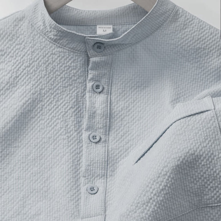 Buddha Stones無地ポロ チェック柄 ハーフボタン メンズ 半袖シャツ - image 23