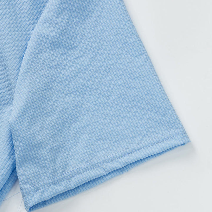 Buddha Stones無地ポロ チェック柄 ハーフボタン メンズ 半袖シャツ - image 7