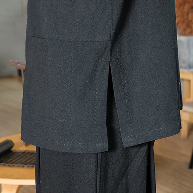 Buddha Stonesカエルボタン 中国唐装 七分袖 コットンリネン メンズシャツ - image 19