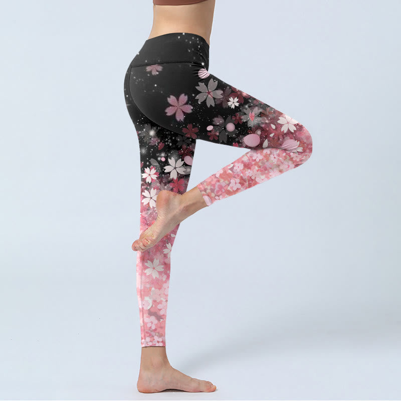 Buddha Stonesピンク 桜柄 エクササイズレギンス レディース ヨガパンツ - image 4