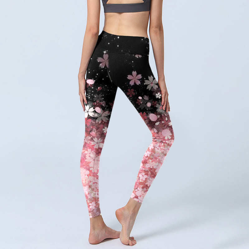 Buddha Stonesピンク 桜柄 エクササイズレギンス レディース ヨガパンツ - image 5