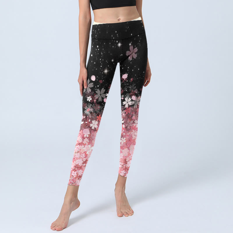Buddha Stonesピンク 桜柄 エクササイズレギンス レディース ヨガパンツ - image 6
