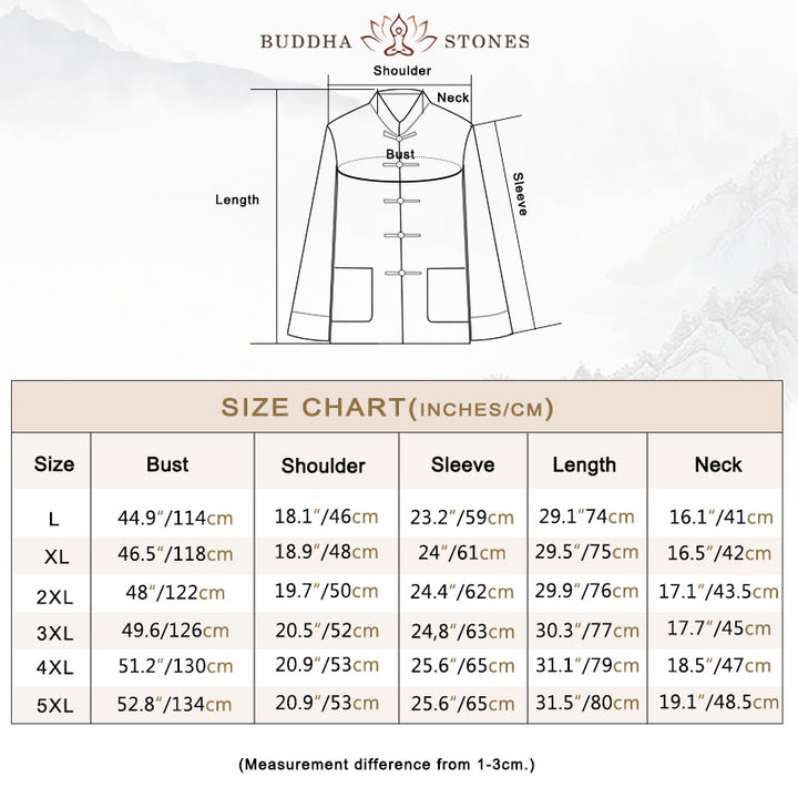 Buddha Stones 2点セット 秋 メンズ 唐装 カエルボタン コットン 長袖 シャツ パンツ セット - image 3