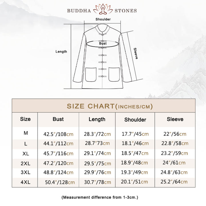 Buddha Stones瞑想カエルボタン唐草長袖シャツパンツメンズスーツ - image 3