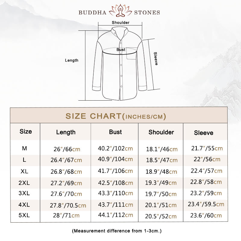 Buddha Stonesメンズ 長袖シャツ ポケット付き スタンドカラー コンフォートリネンシャツ - image 4