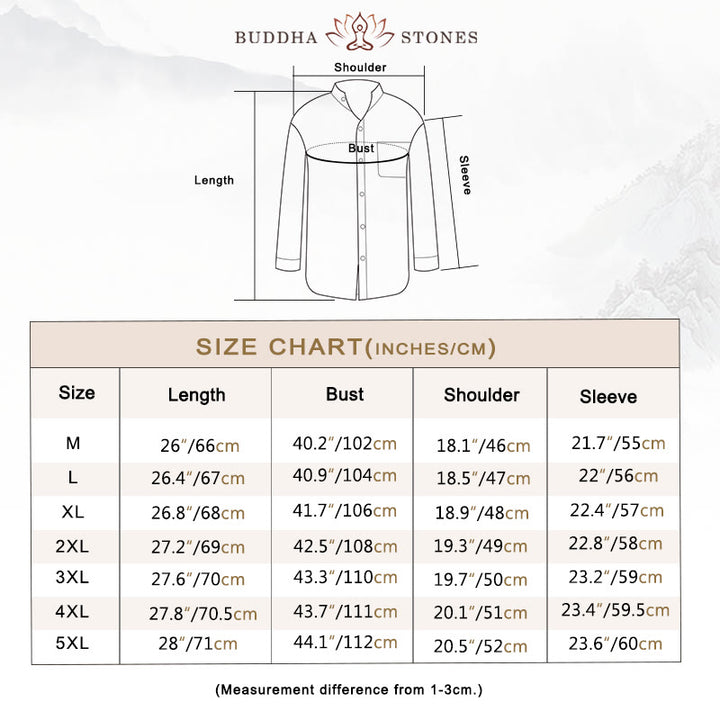 Buddha Stonesメンズ 長袖シャツ ポケット付き スタンドカラー コンフォートリネンシャツ - image 4