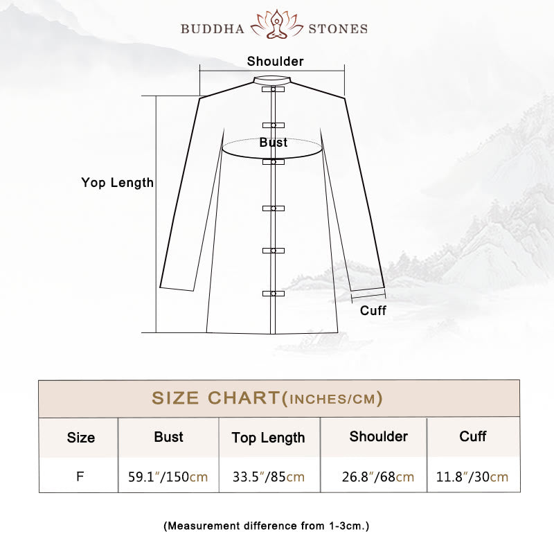 Buddha Stones無地 カエルボタンデザイン シャツ 禅 太極拳 瞑想用 トップス コットンリネン ジャケット - image 3