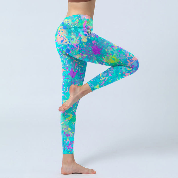 Buddha Stonesスプラッシュインクプリント エクササイズレギンス レディース ヨガパンツ - image 4