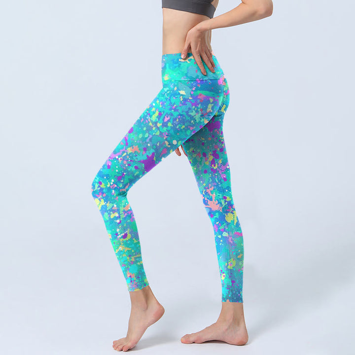 Buddha Stonesスプラッシュインクプリント エクササイズレギンス レディース ヨガパンツ - image 2