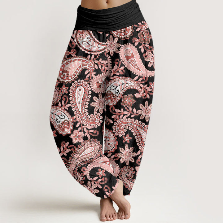 Buddha Stonesカジュアル ペイズリー柄 レディース 伸縮性ウエスト ハーレムパンツ - 黒 - US22、 UK/AU26、 EU54 (6XL) - image 8