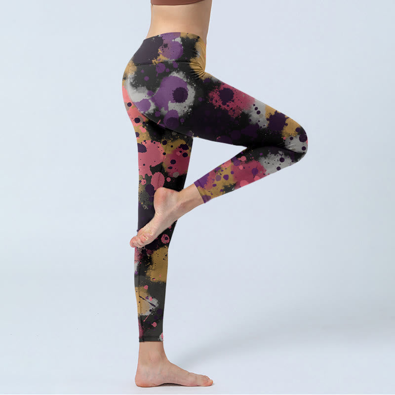 Buddha Stonesスプラッタープリントエクササイズレギンスレディースヨガパンツ - image 5