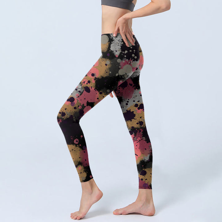 Buddha Stonesスプラッタープリントエクササイズレギンスレディースヨガパンツ - image 3
