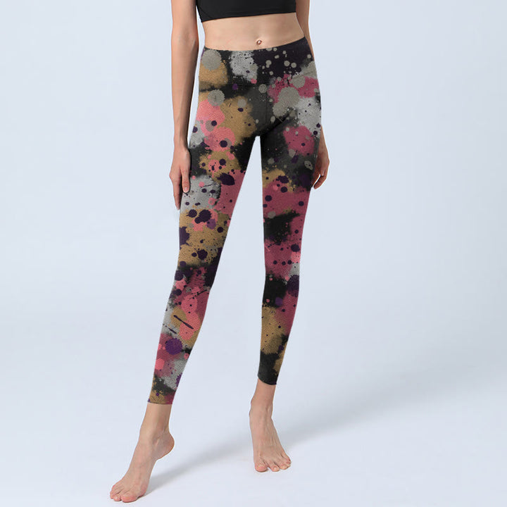 Buddha Stonesスプラッタープリントエクササイズレギンスレディースヨガパンツ - image 6