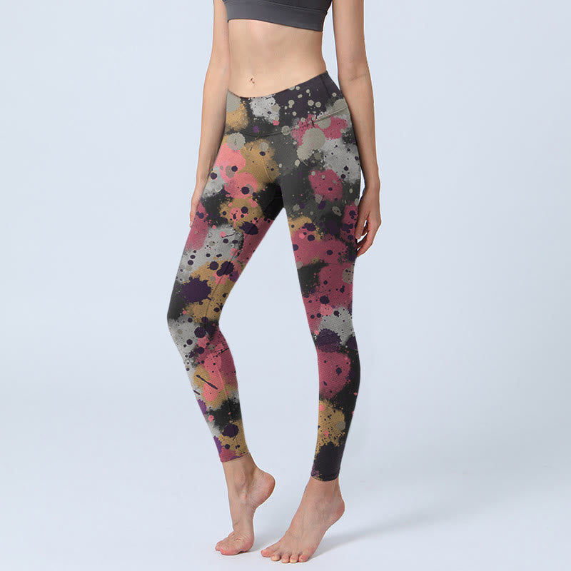 Buddha Stonesスプラッタープリントエクササイズレギンスレディースヨガパンツ - 黒 - US18、 UK/AU22、 EU50 (4XL) - image 1