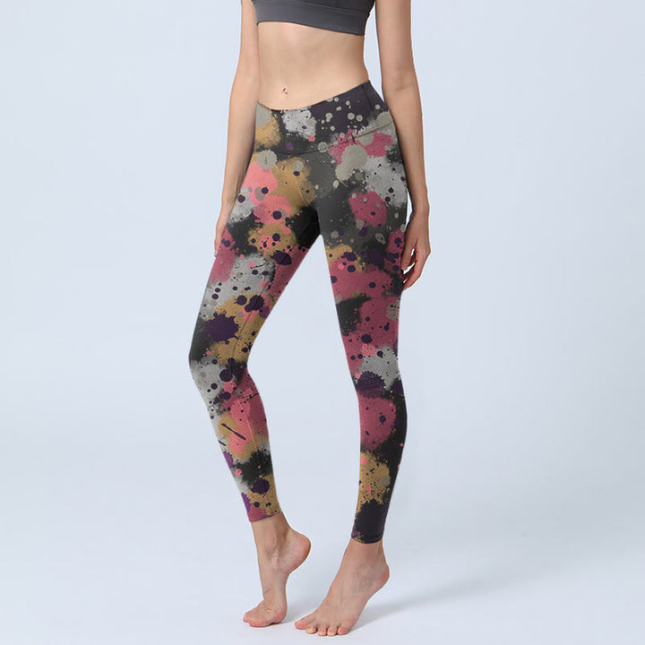 Buddha Stonesスプラッタープリントエクササイズレギンスレディースヨガパンツ - 黒 - US18、 UK/AU22、 EU50 (4XL) - image 1