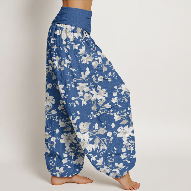 Buddha Stonesと葉のデザイン レディース 伸縮性ウエスト ハーレムパンツ - image 10
