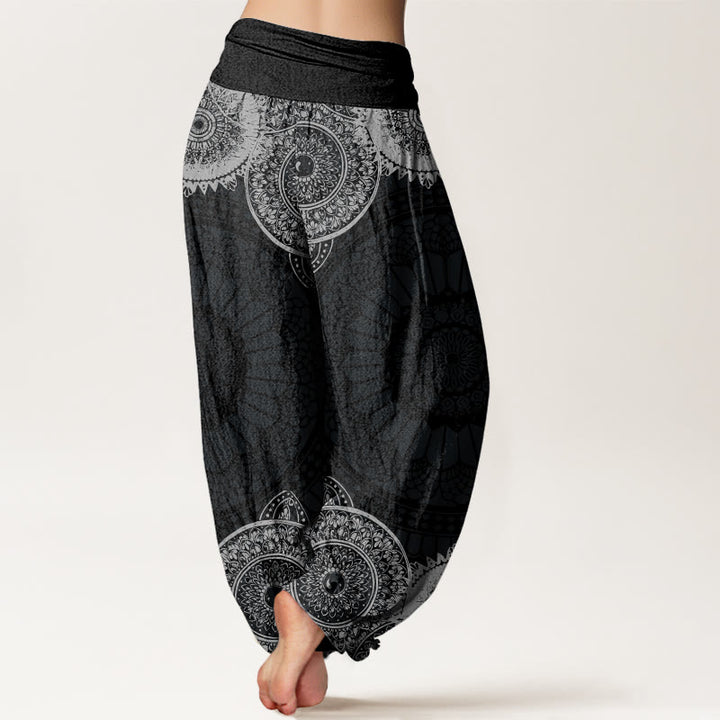 Buddha Stonesコットン円形マンダラデザインレディース伸縮性ウエストハーレムパンツ - image 1