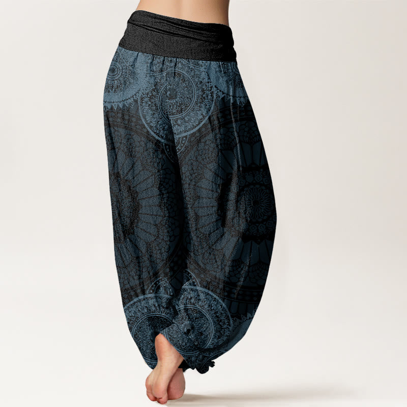 Buddha Stones円形曼荼羅デザイン レディース 伸縮性ウエスト ハーレムパンツ - image 6