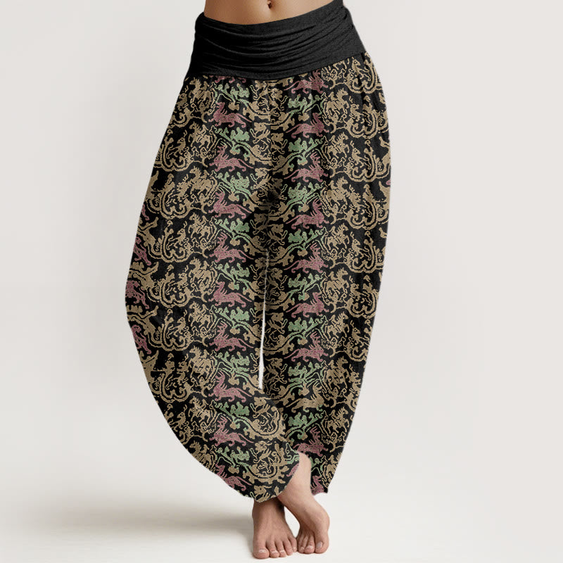 Buddha Stonesアニマルストライプデザイン レディース 伸縮性ウエスト ハーレムパンツ - 黒 - US22、 UK/AU26、 EU54 (6XL) - image 1