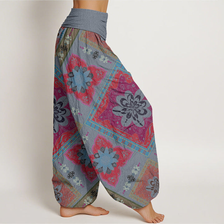 Buddha Stonesダイヤモンド型幾何学花柄レディース伸縮性ウエストハーレムパンツ - image 7