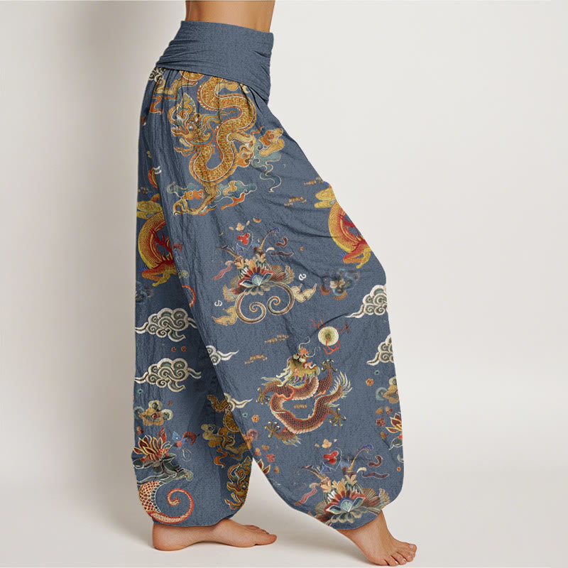 Buddha Stones、金龍、吉兆の雲模様、レディース ウエストゴム ハーレムパンツ - image 7