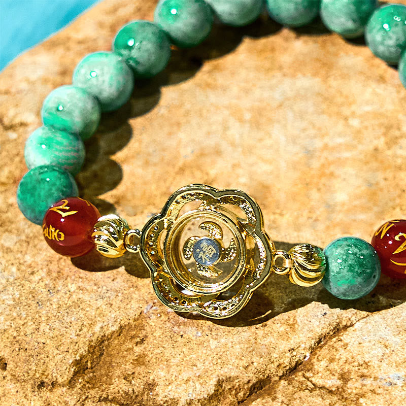 Buddha Stones天然翡翠オーム・マニ・パドメ・フムサイクロンチャーム 繁栄のブレスレット