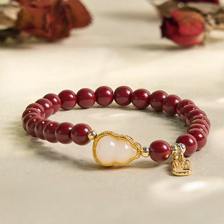 Buddha Stones辰砂 ひょうたん 福文字 チャーム 祝福ブレスレット