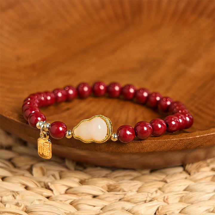 Buddha Stones辰砂 ひょうたん 福文字 チャーム 祝福ブレスレット