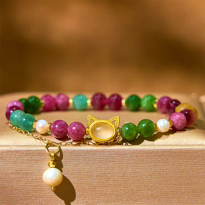 Buddha Stonesカラフルトルマリン 招き猫幸運を呼ぶブレスレット - image 4