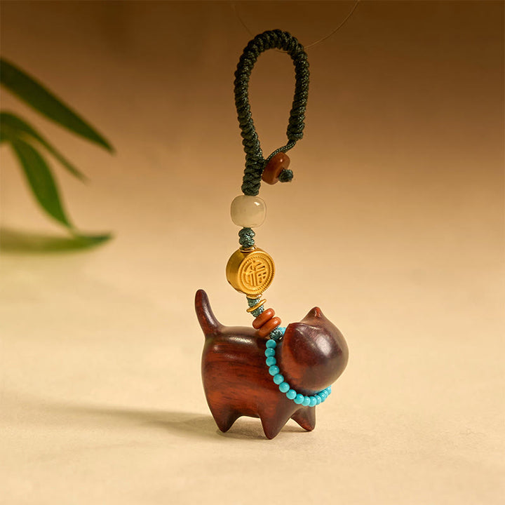 Buddha Stones和田翡翠 天然白檀 紅白檀 緑白檀 福文字 豊穣のキーホルダー