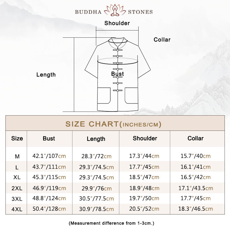 Buddha Stones無地 カエルボタン 唐装 伝統的 コットン リネン 半袖 トップス パンツ 衣類 メンズ セット - image 3
