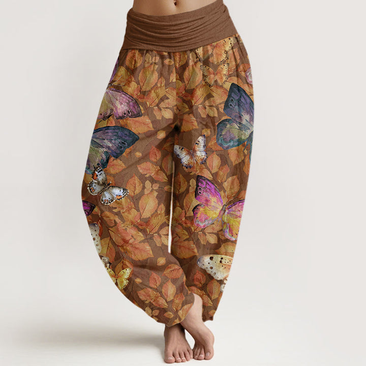 Buddha Stonesカジュアル ビビッド バタフライ 枯れ葉柄 レディース 伸縮性ウエスト ハーレムパンツ - シエナ - US22、 UK/AU26、 EU54 (6XL) - image 1